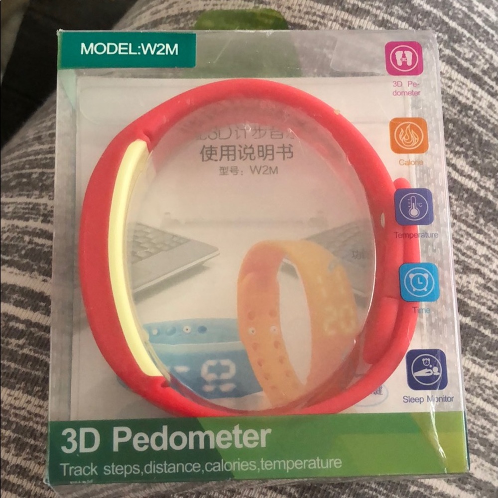 It is a 3D pedometer it tracks steps,distance
